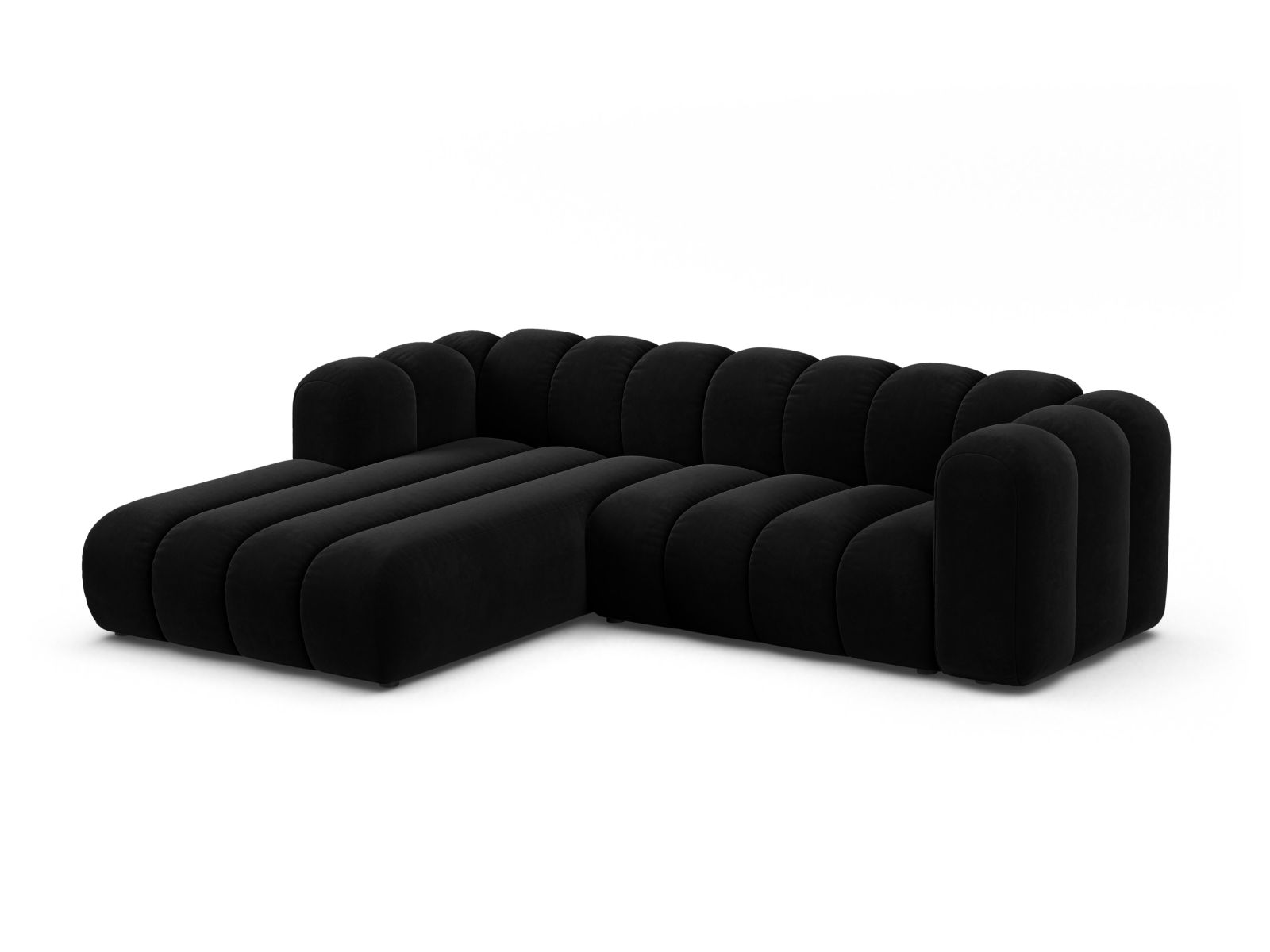Velvet Modular Left Corner Sofa, "Lupine", 4 Seats, 260x177x70