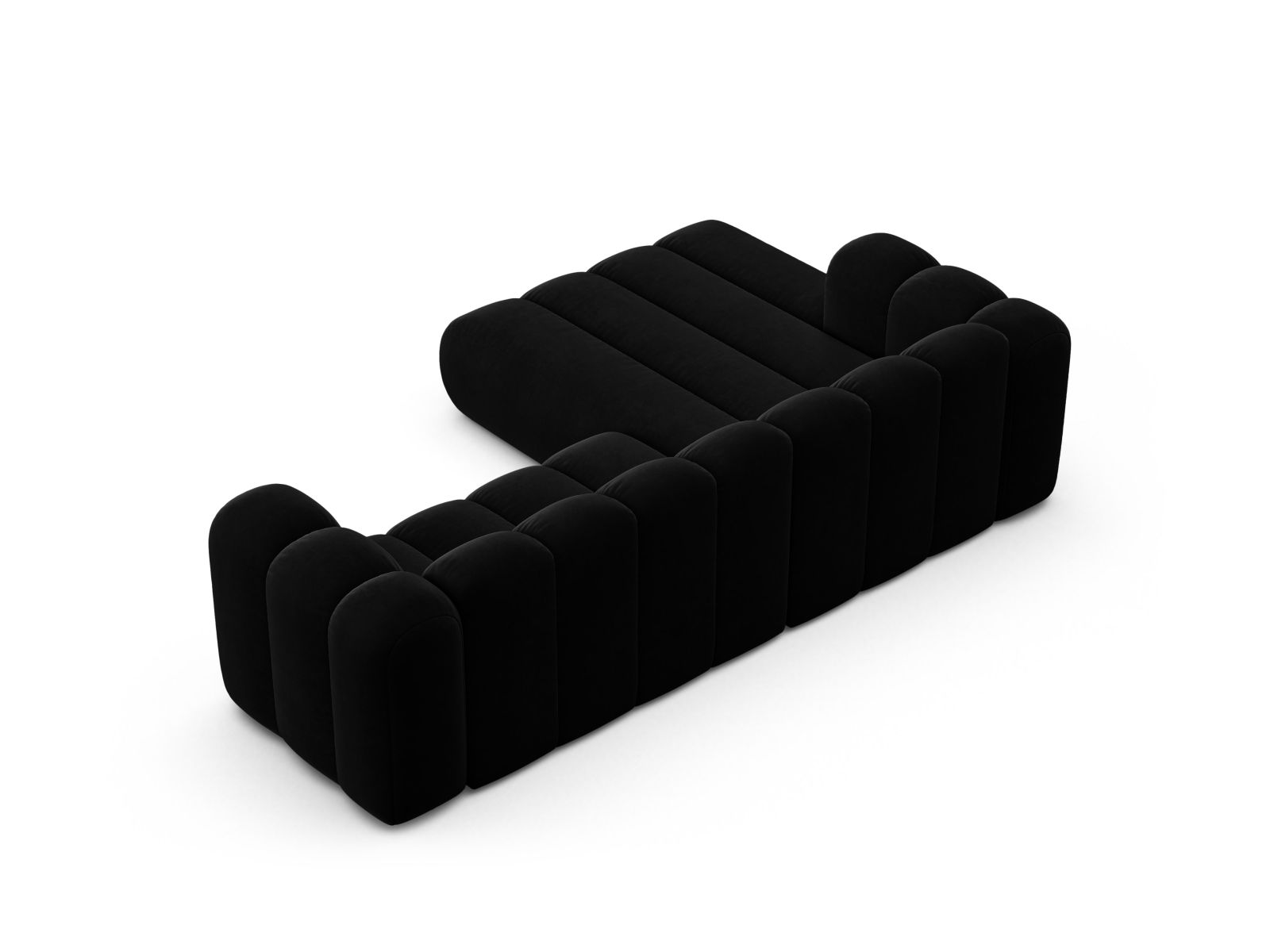 Velvet Modular Left Corner Sofa, "Lupine", 4 Seats, 260x177x70