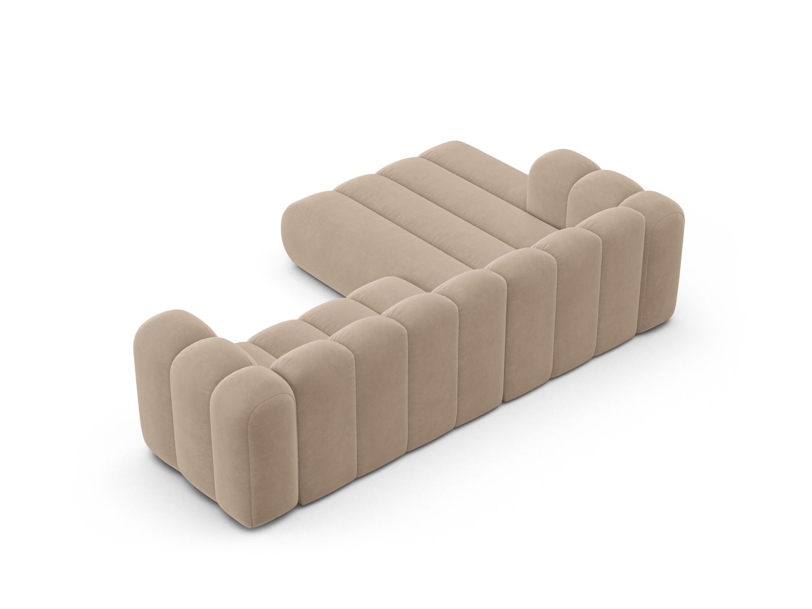 Velvet Modular Left Corner Sofa, "Lupine", 4 Seats, 260x177x70