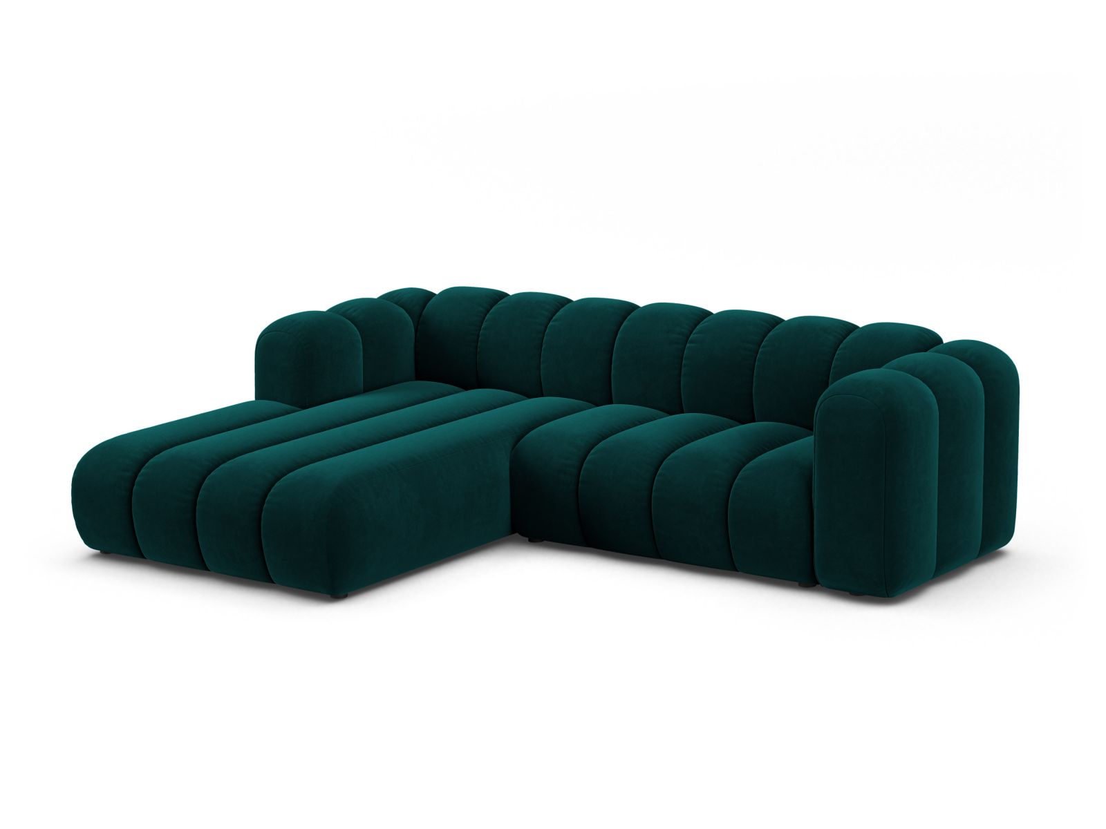 Velvet Modular Left Corner Sofa, "Lupine", 4 Seats, 260x177x70