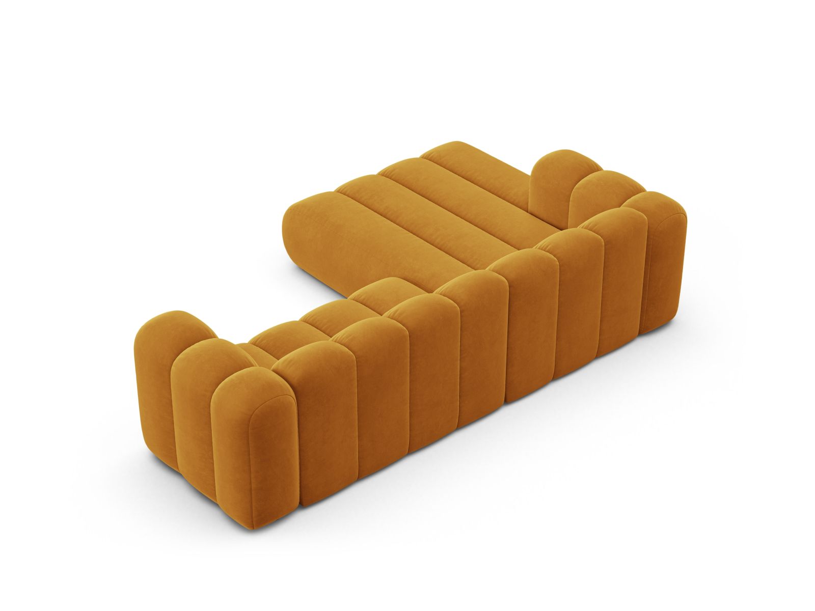 Velvet Modular Left Corner Sofa, "Lupine", 4 Seats, 260x177x70