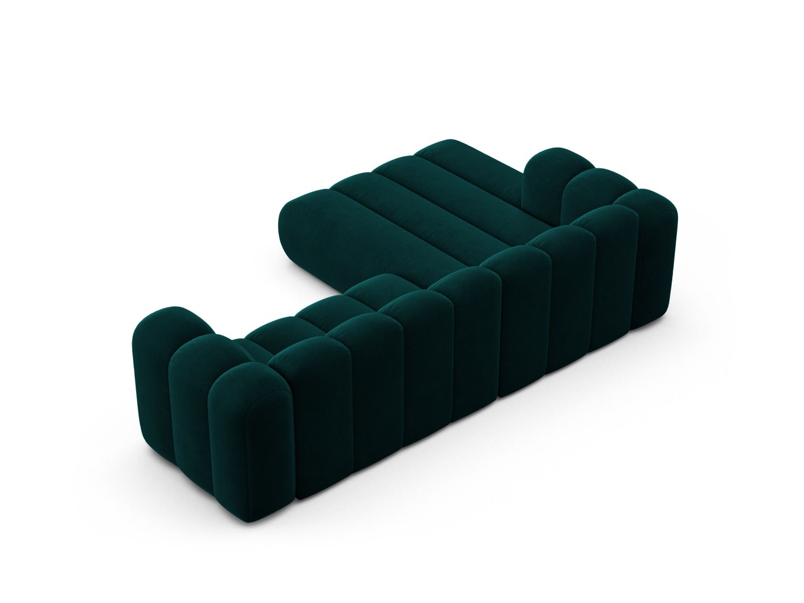 Velvet Modular Left Corner Sofa, "Lupine", 4 Seats, 260x177x70