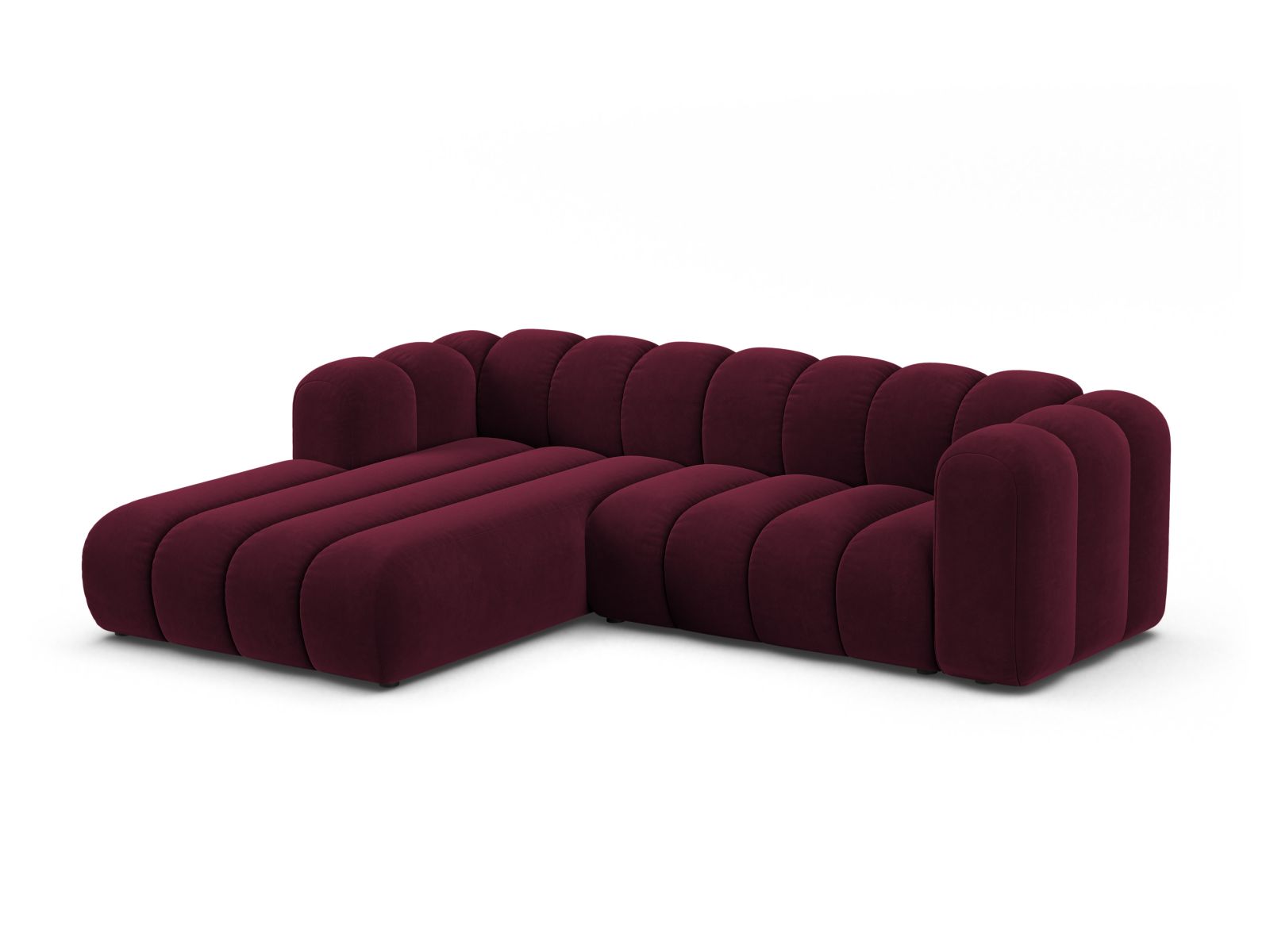 Velvet Modular Left Corner Sofa, "Lupine", 4 Seats, 260x177x70