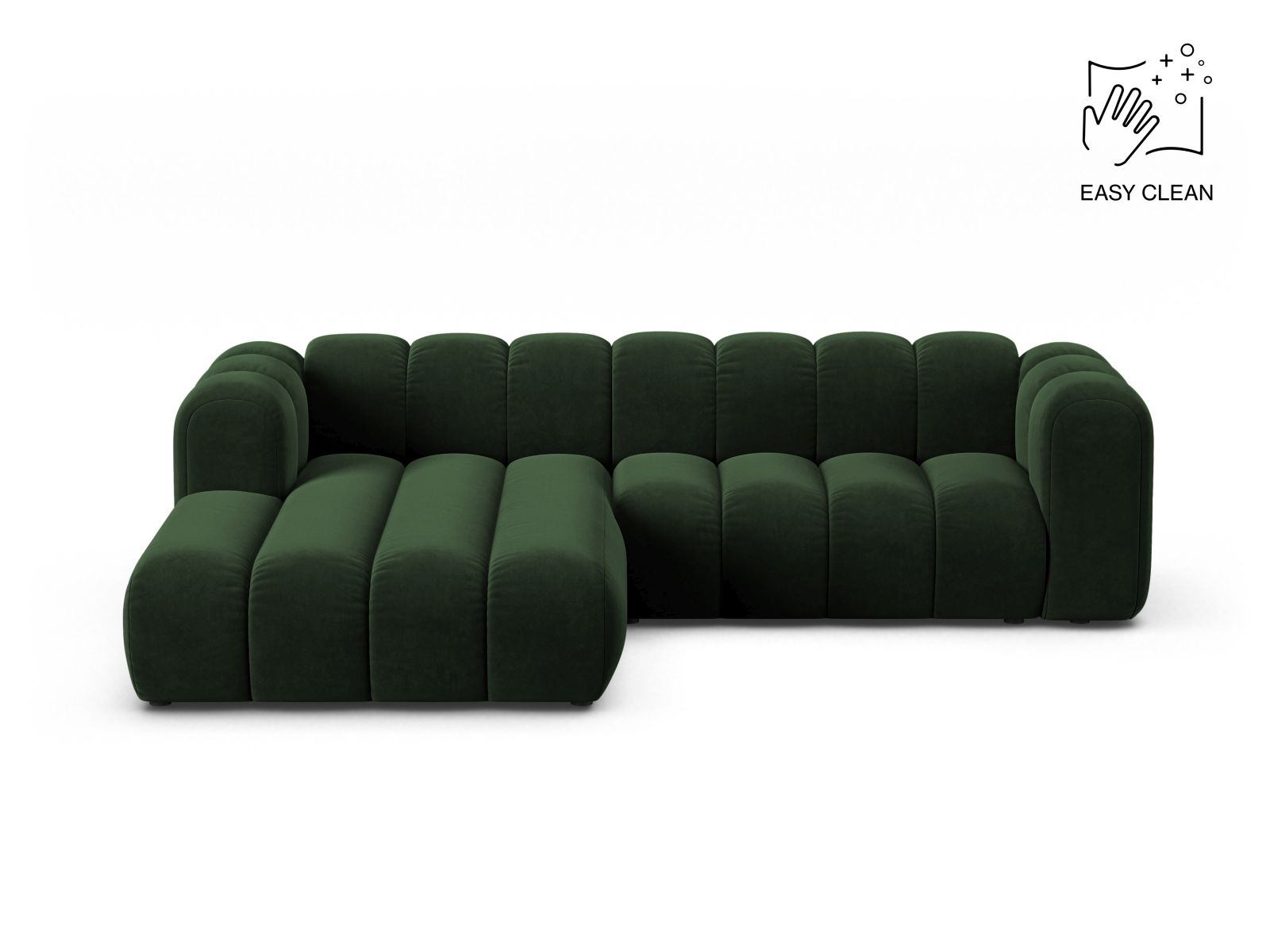 Velvet Modular Left Corner Sofa, "Lupine", 4 Seats, 260x177x70