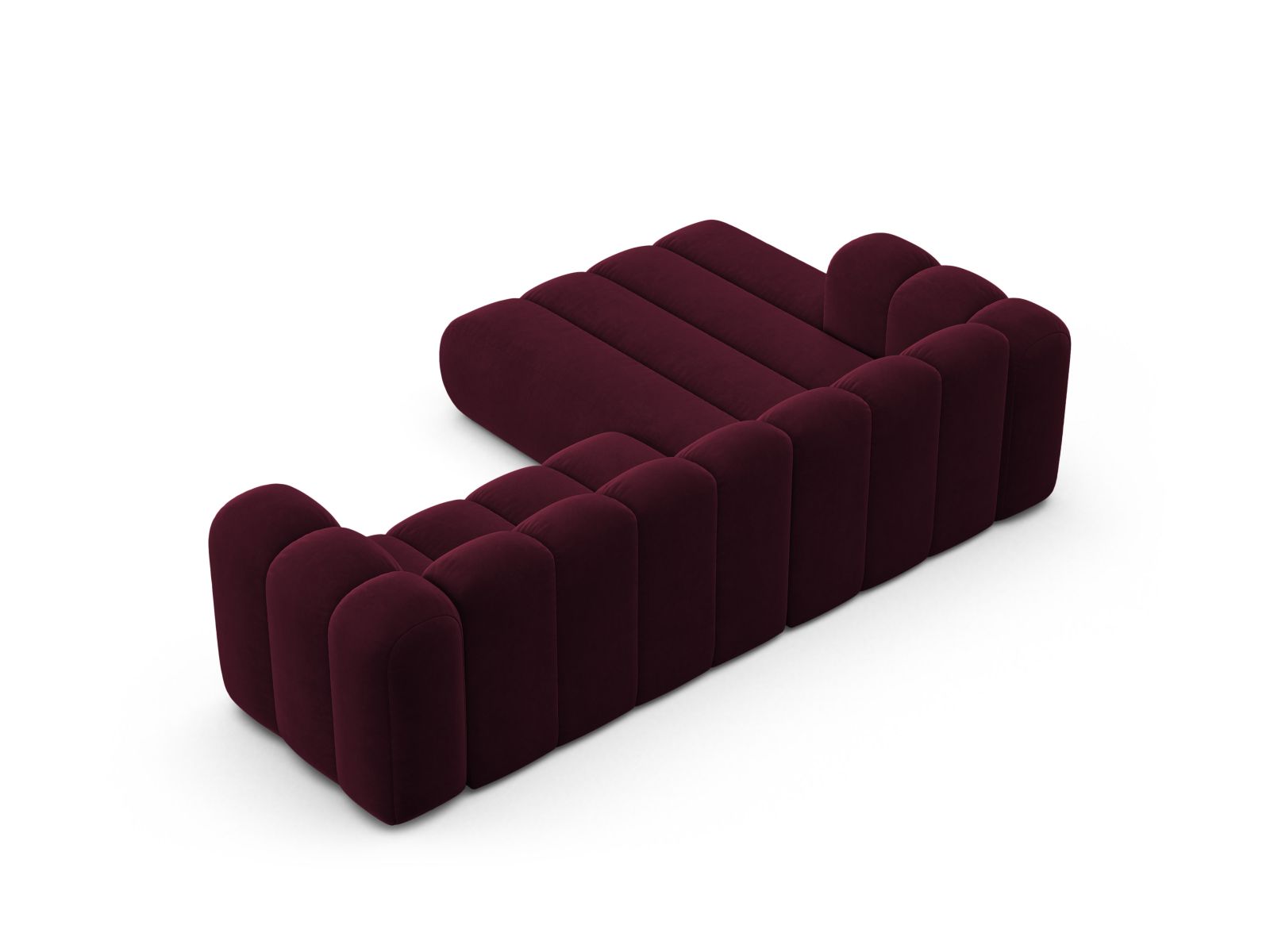 Velvet Modular Left Corner Sofa, "Lupine", 4 Seats, 260x177x70
