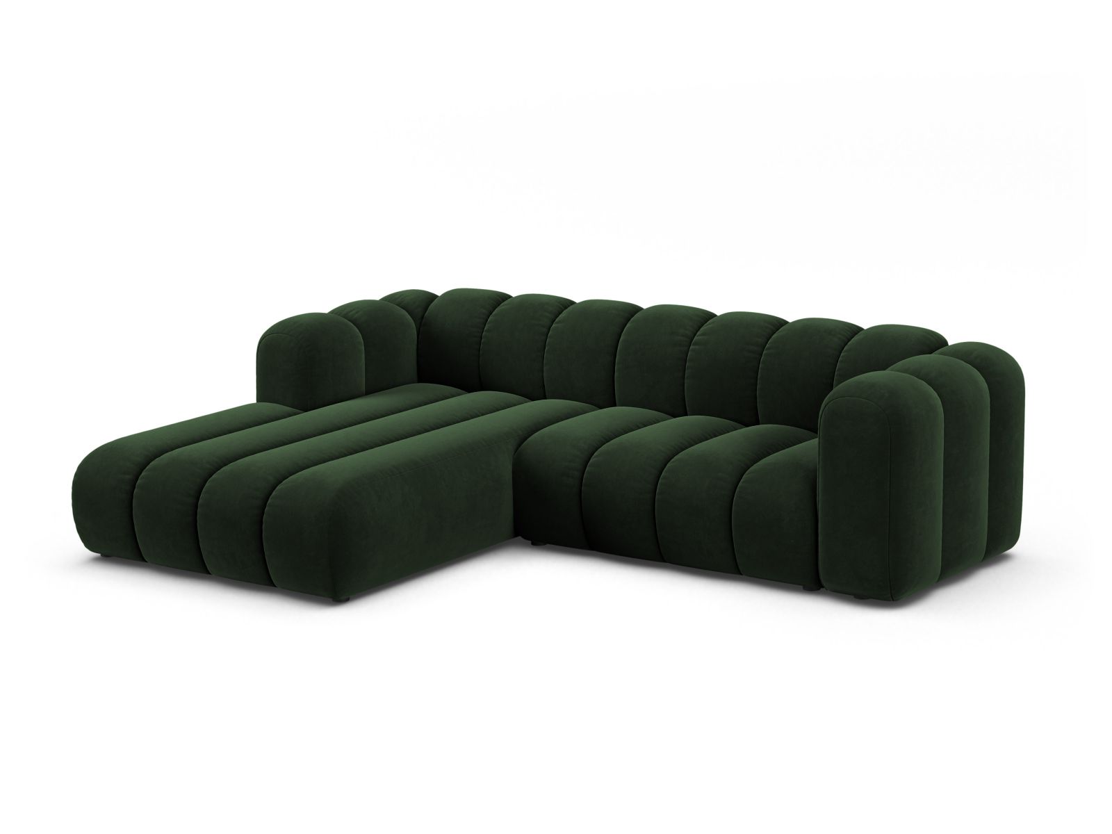 Velvet Modular Left Corner Sofa, "Lupine", 4 Seats, 260x177x70