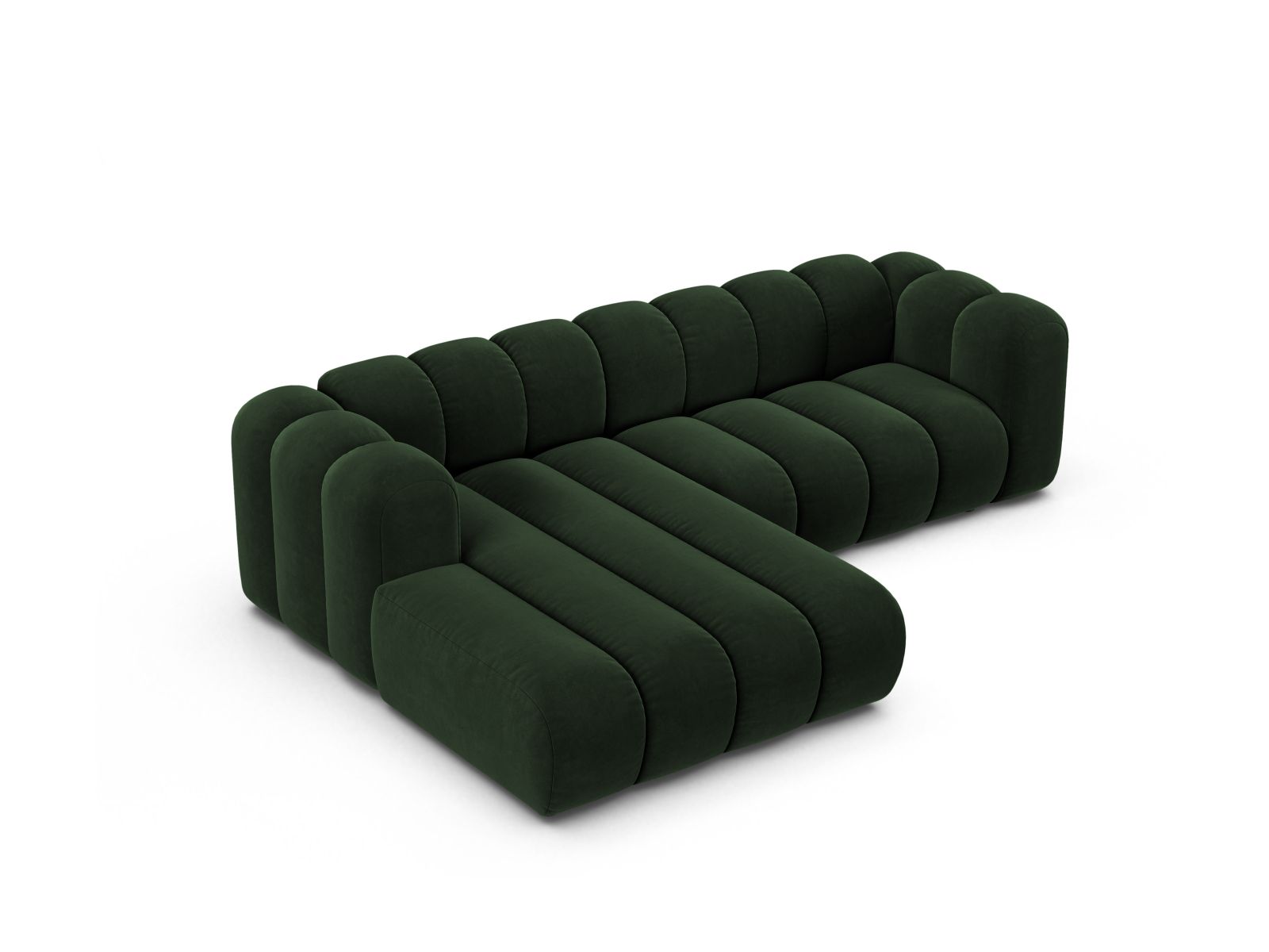 Velvet Modular Left Corner Sofa, "Lupine", 4 Seats, 260x177x70