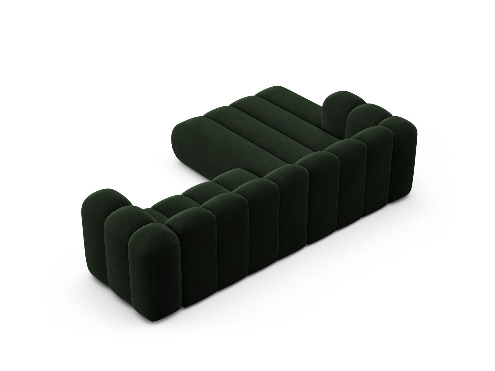 Velvet Modular Left Corner Sofa, "Lupine", 4 Seats, 260x177x70
