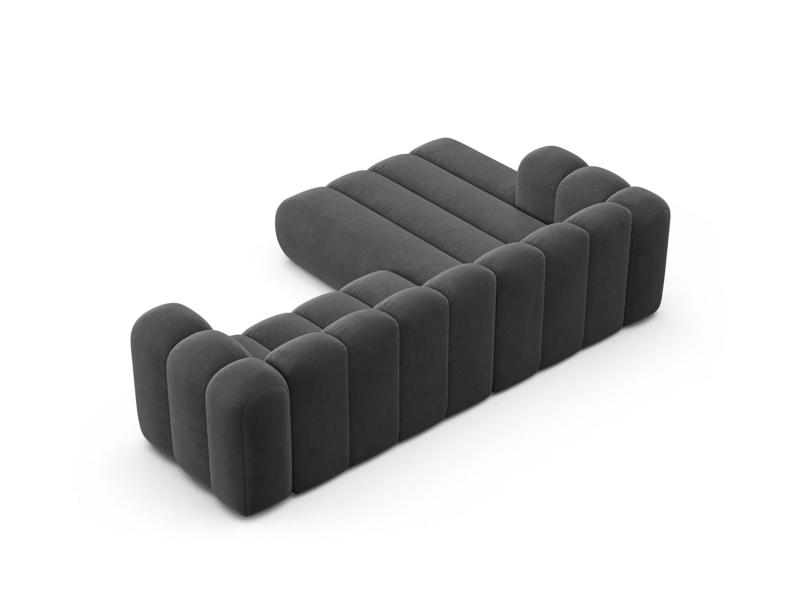 Velvet Modular Left Corner Sofa, "Lupine", 4 Seats, 260x177x70