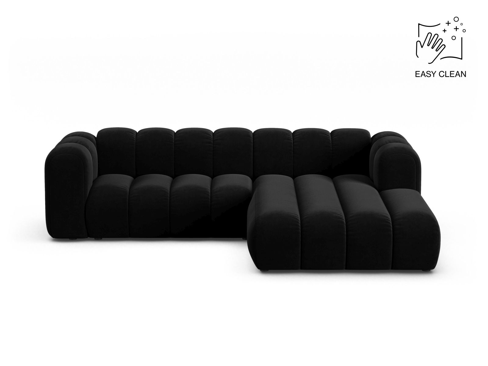 Velvet Modular Right Corner Sofa, "Lupine", 4 Seats, 260x177x70