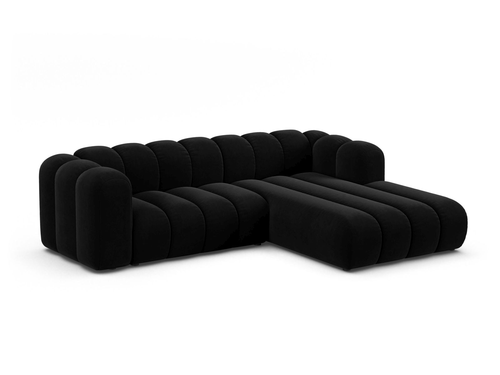 Velvet Modular Right Corner Sofa, "Lupine", 4 Seats, 260x177x70