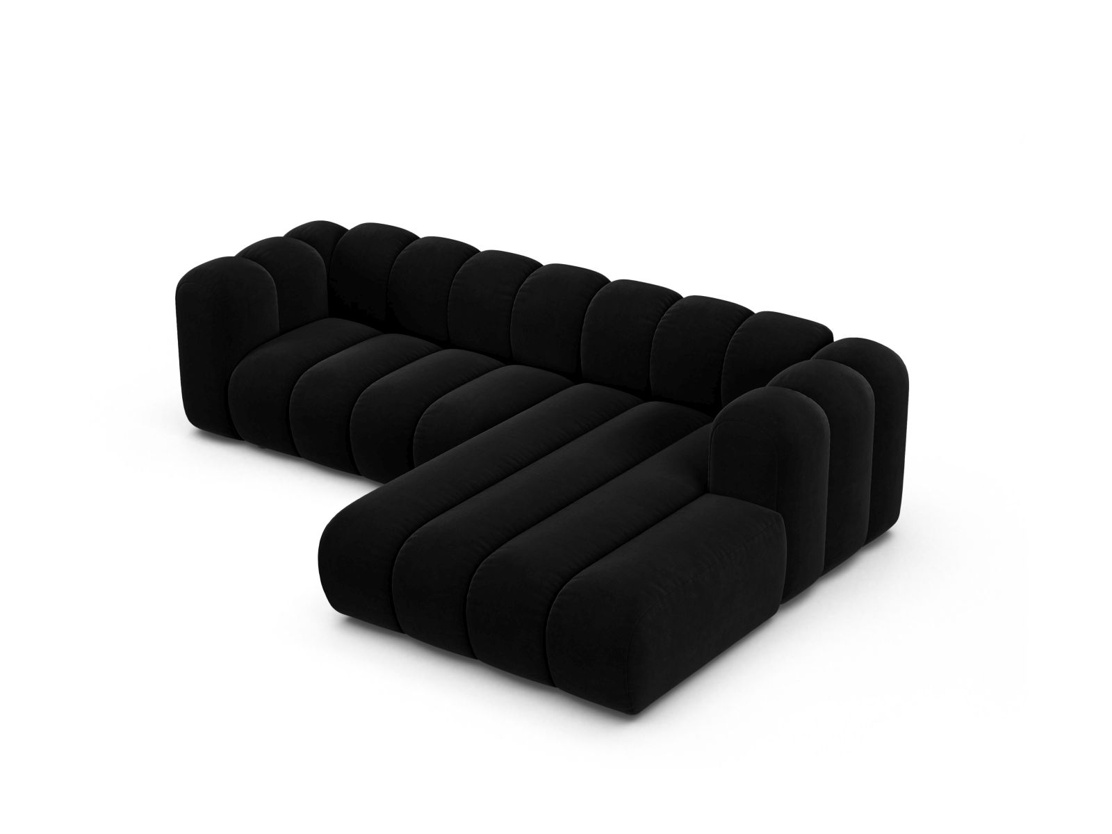 Velvet Modular Right Corner Sofa, "Lupine", 4 Seats, 260x177x70