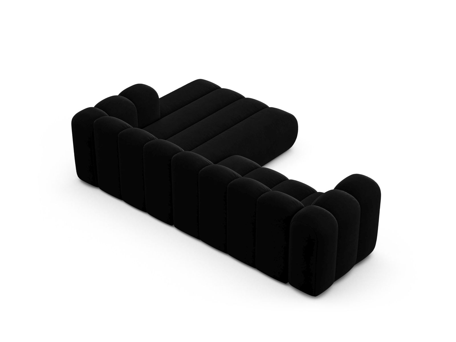 Velvet Modular Right Corner Sofa, "Lupine", 4 Seats, 260x177x70