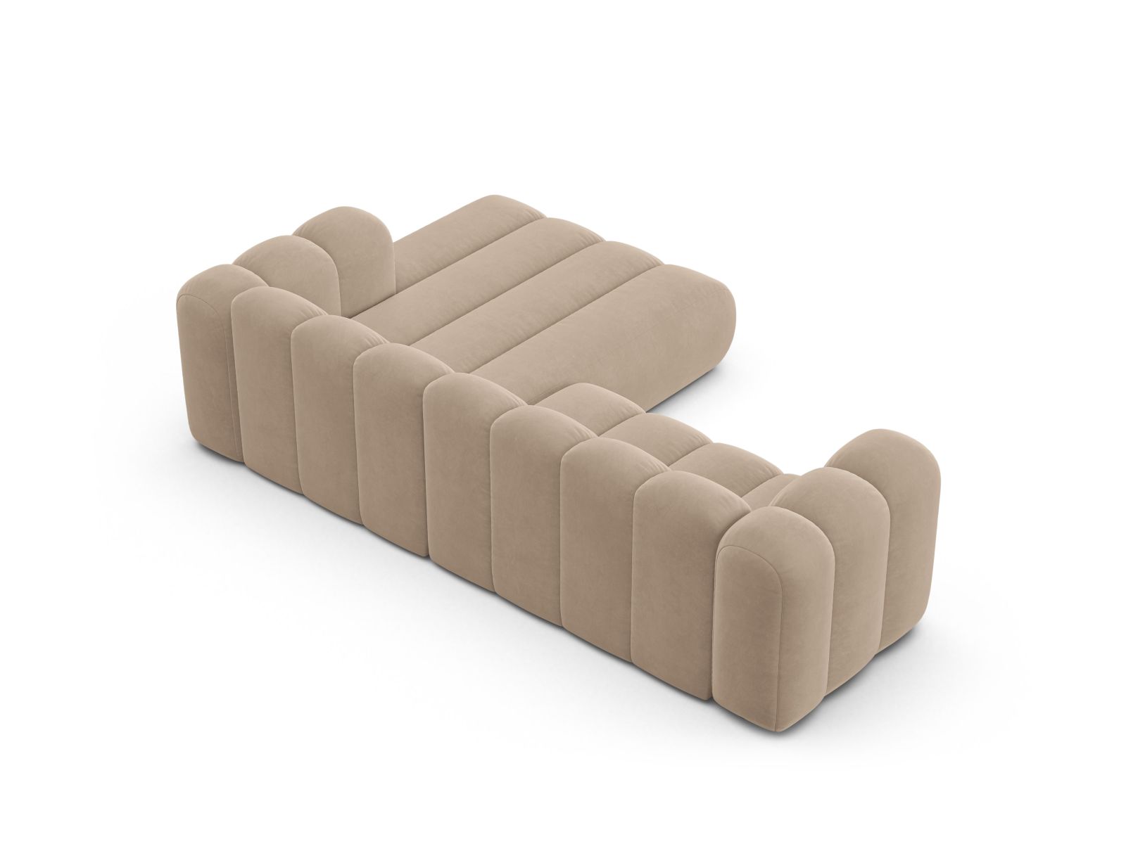 Velvet Modular Right Corner Sofa, "Lupine", 4 Seats, 260x177x70