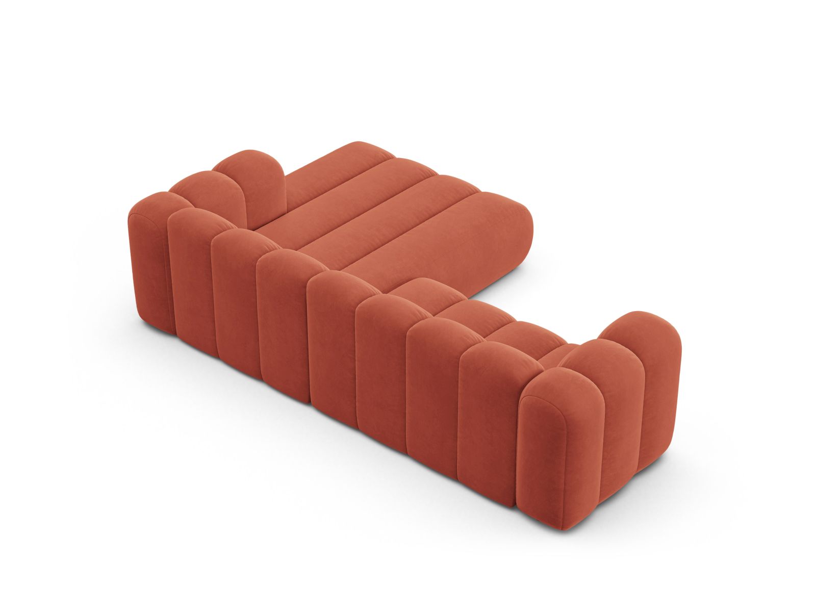 Velvet Modular Right Corner Sofa, "Lupine", 4 Seats, 260x177x70