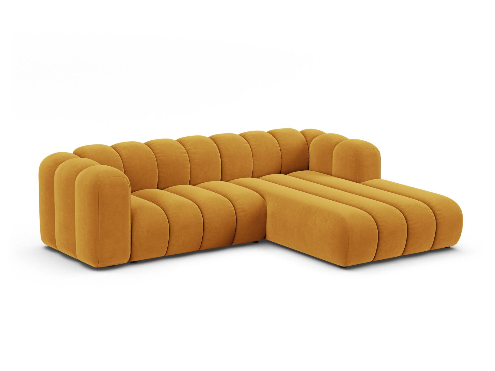 Velvet Modular Right Corner Sofa, "Lupine", 4 Seats, 260x177x70