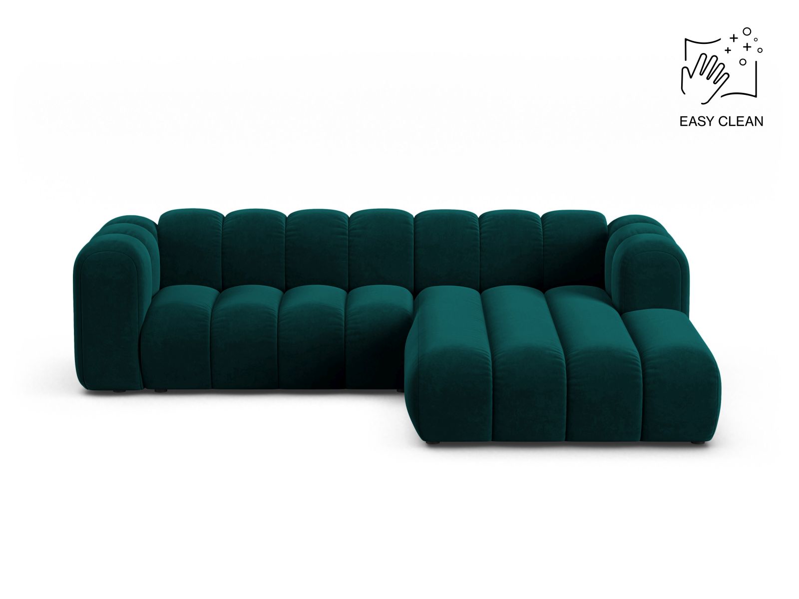 Velvet Modular Right Corner Sofa, "Lupine", 4 Seats, 260x177x70