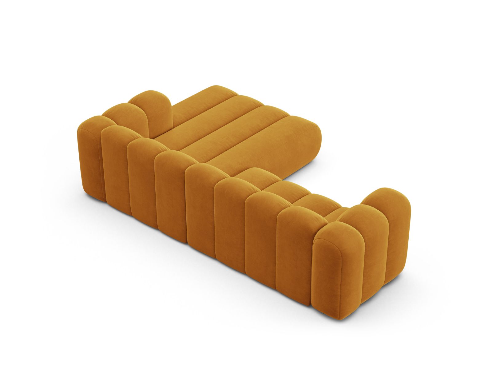 Velvet Modular Right Corner Sofa, "Lupine", 4 Seats, 260x177x70