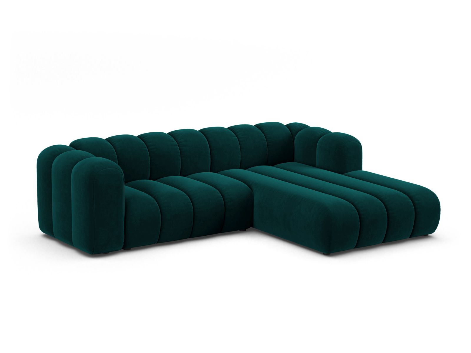 Velvet Modular Right Corner Sofa, "Lupine", 4 Seats, 260x177x70