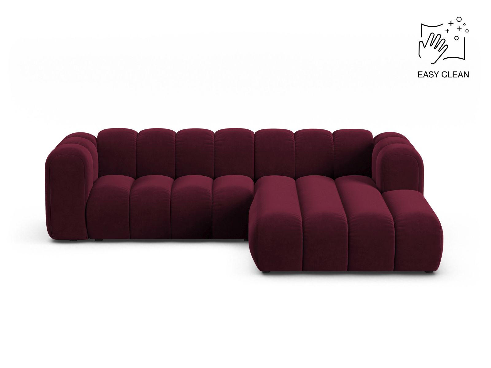 Velvet Modular Right Corner Sofa, "Lupine", 4 Seats, 260x177x70