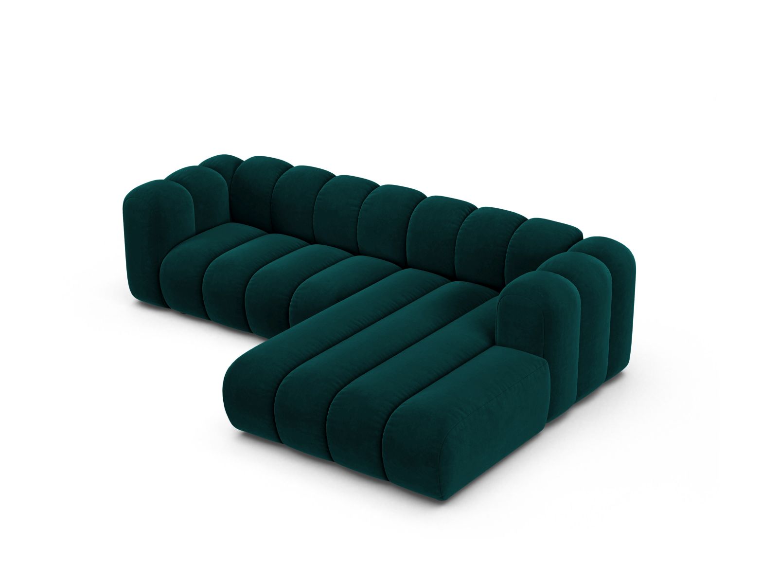 Velvet Modular Right Corner Sofa, "Lupine", 4 Seats, 260x177x70