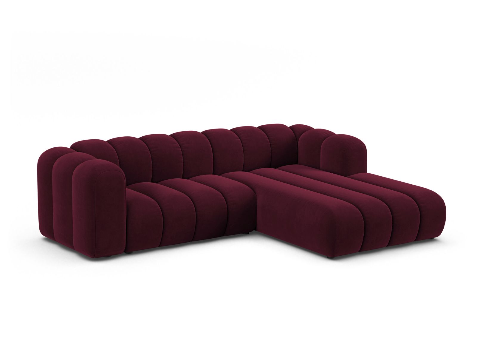 Velvet Modular Right Corner Sofa, "Lupine", 4 Seats, 260x177x70