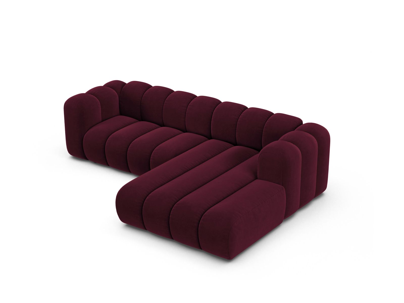 Velvet Modular Right Corner Sofa, "Lupine", 4 Seats, 260x177x70
