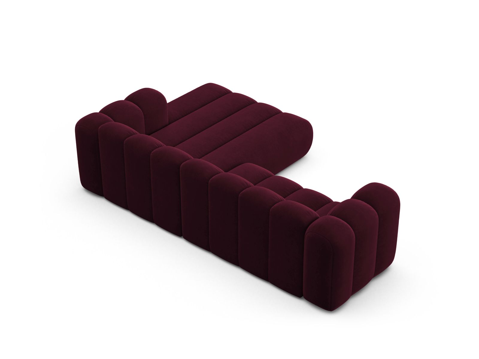 Velvet Modular Right Corner Sofa, "Lupine", 4 Seats, 260x177x70