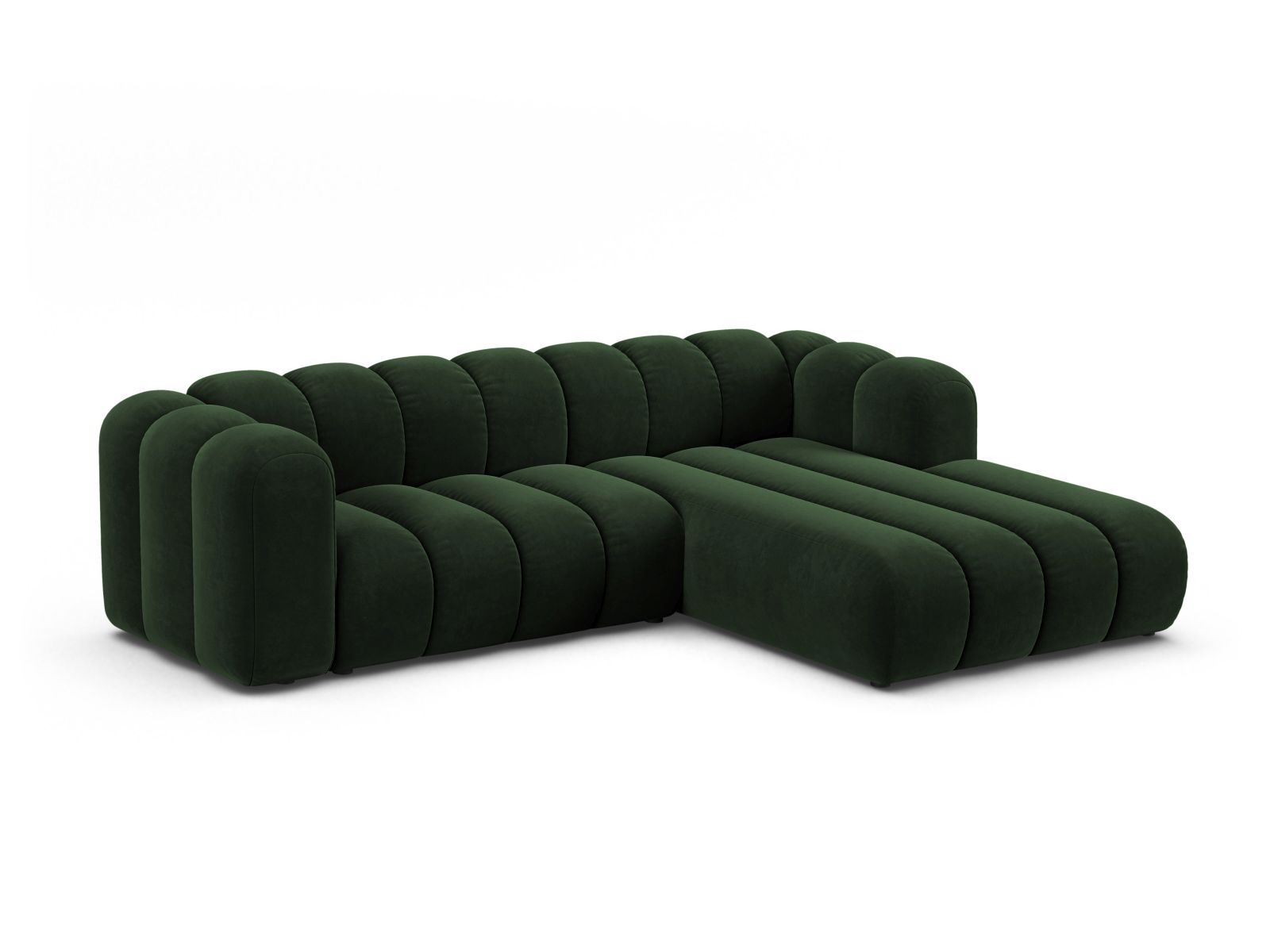 Velvet Modular Right Corner Sofa, "Lupine", 4 Seats, 260x177x70