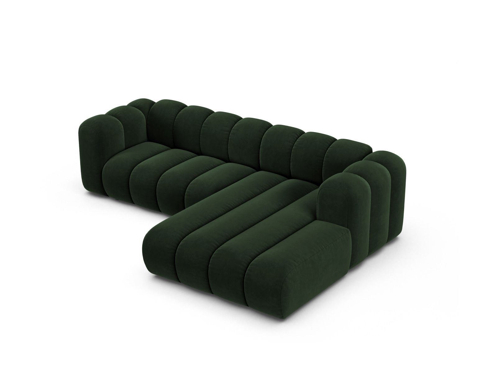 Velvet Modular Right Corner Sofa, "Lupine", 4 Seats, 260x177x70