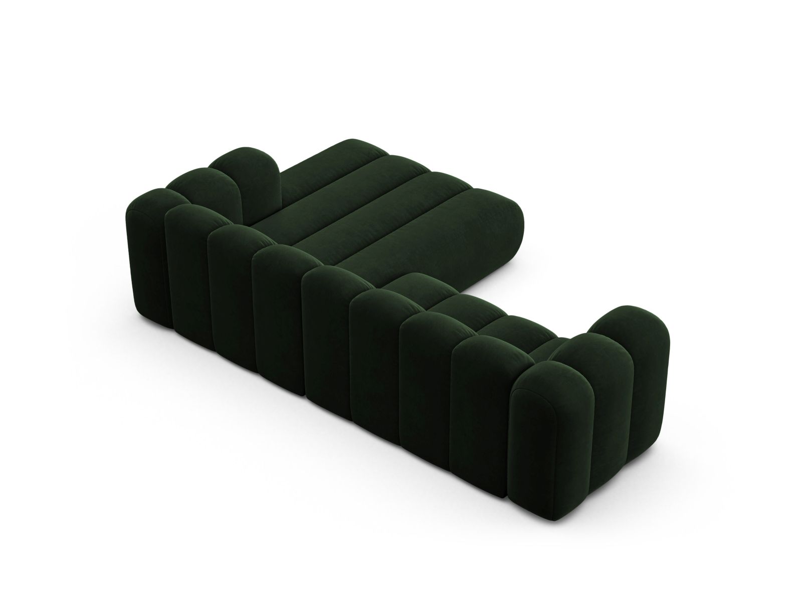 Velvet Modular Right Corner Sofa, "Lupine", 4 Seats, 260x177x70