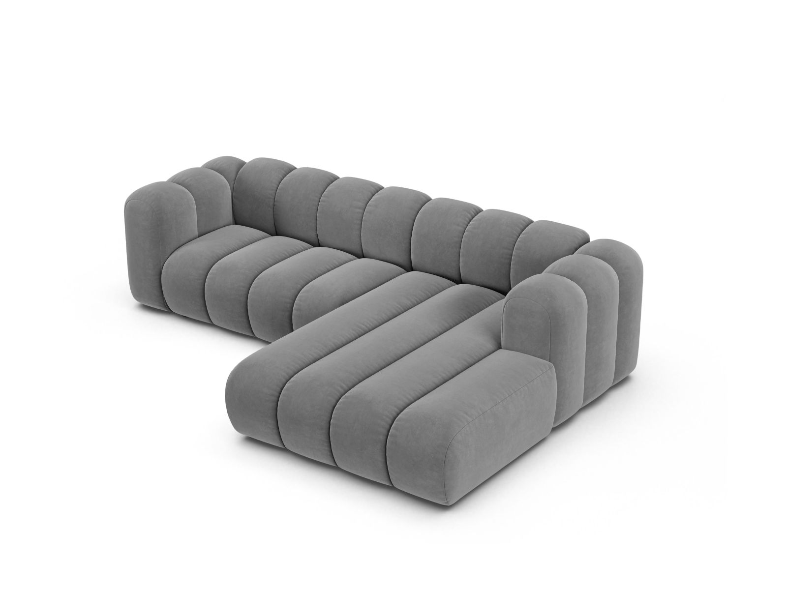 Velvet Modular Right Corner Sofa, "Lupine", 4 Seats, 260x177x70