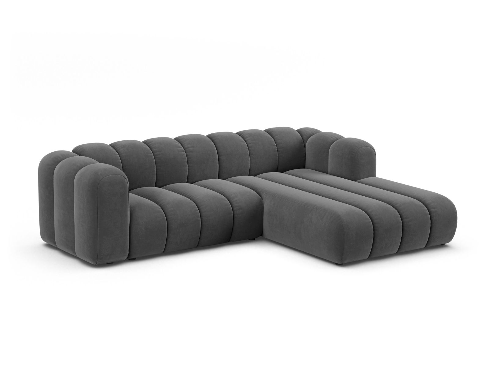 Velvet Modular Right Corner Sofa, "Lupine", 4 Seats, 260x177x70