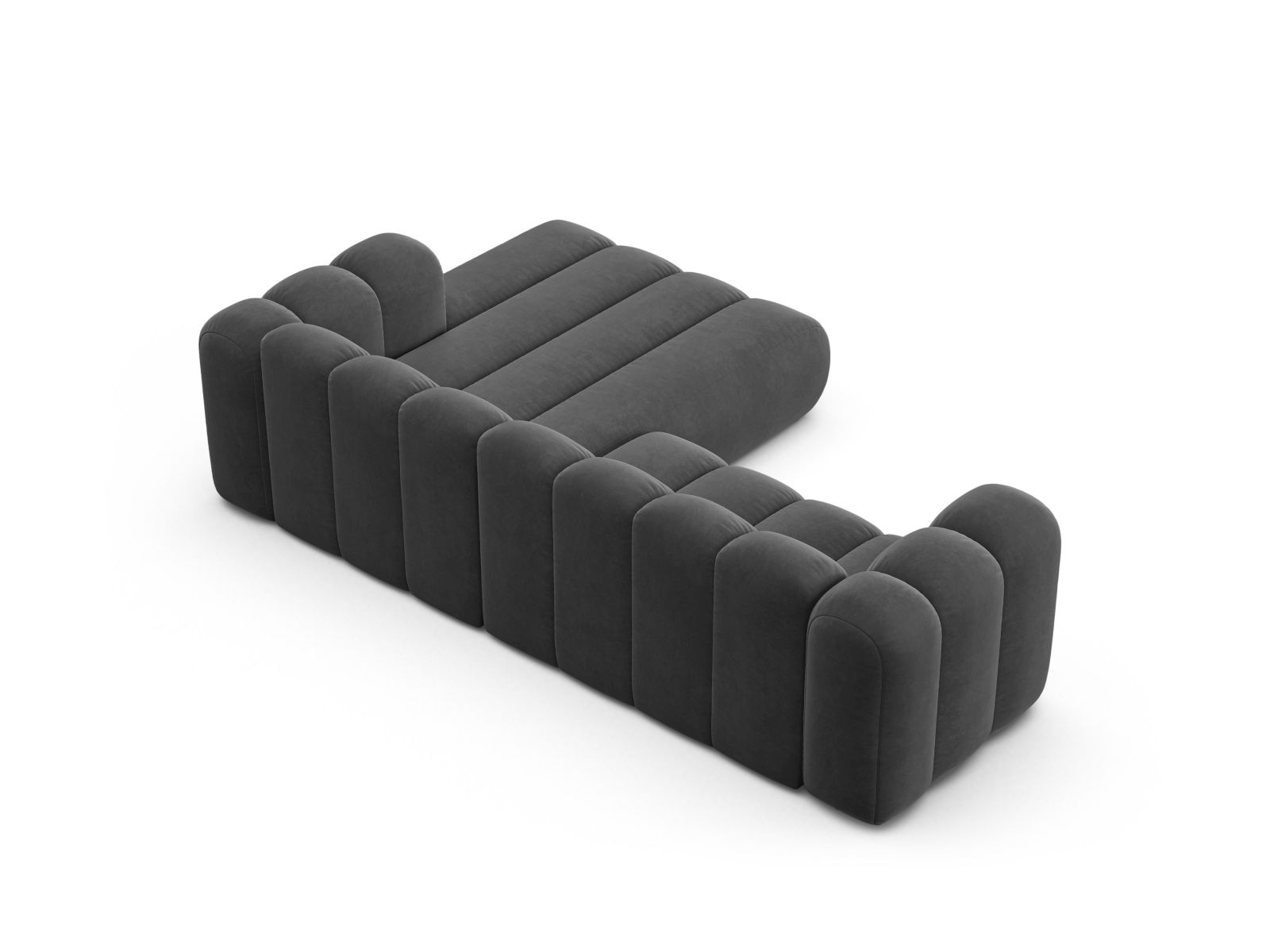 Velvet Modular Right Corner Sofa, "Lupine", 4 Seats, 260x177x70