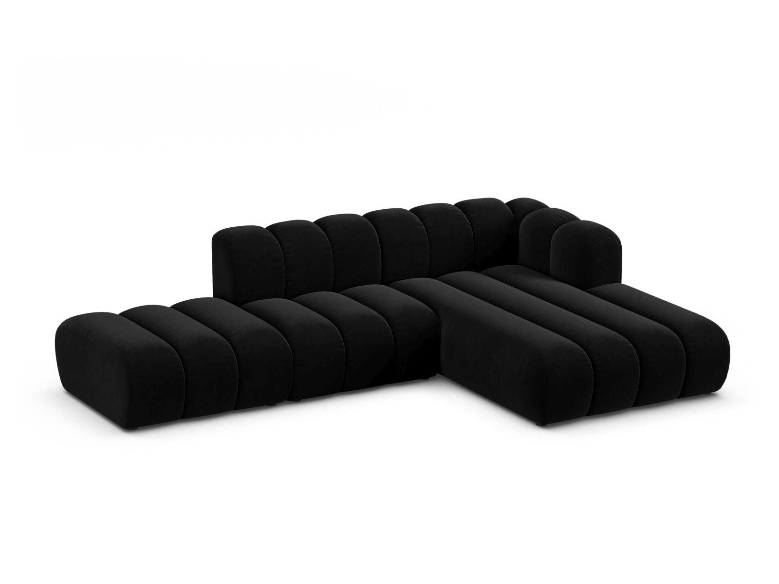 Velvet Modular Right Open Corner Sofa, "Lupine", 5 Seats, 299x177x70