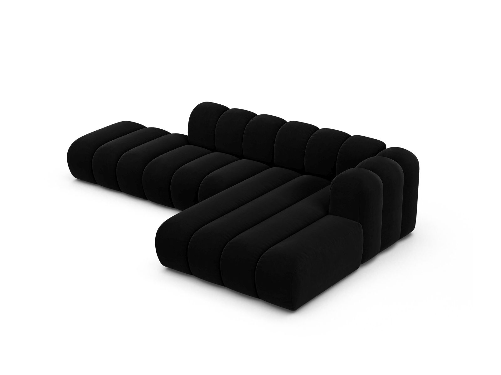 Velvet Modular Right Open Corner Sofa, "Lupine", 5 Seats, 299x177x70