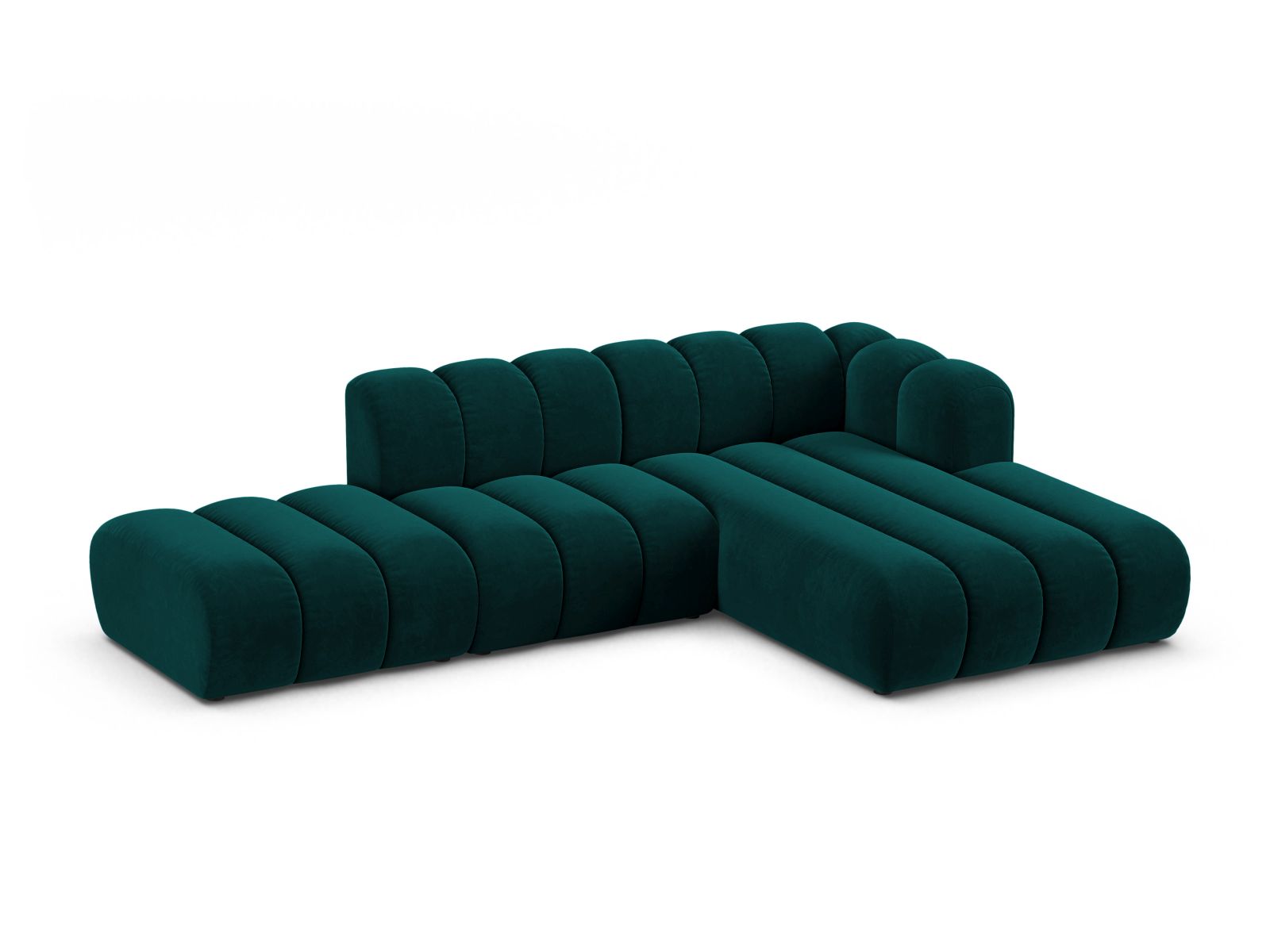 Velvet Modular Right Open Corner Sofa, "Lupine", 5 Seats, 299x177x70