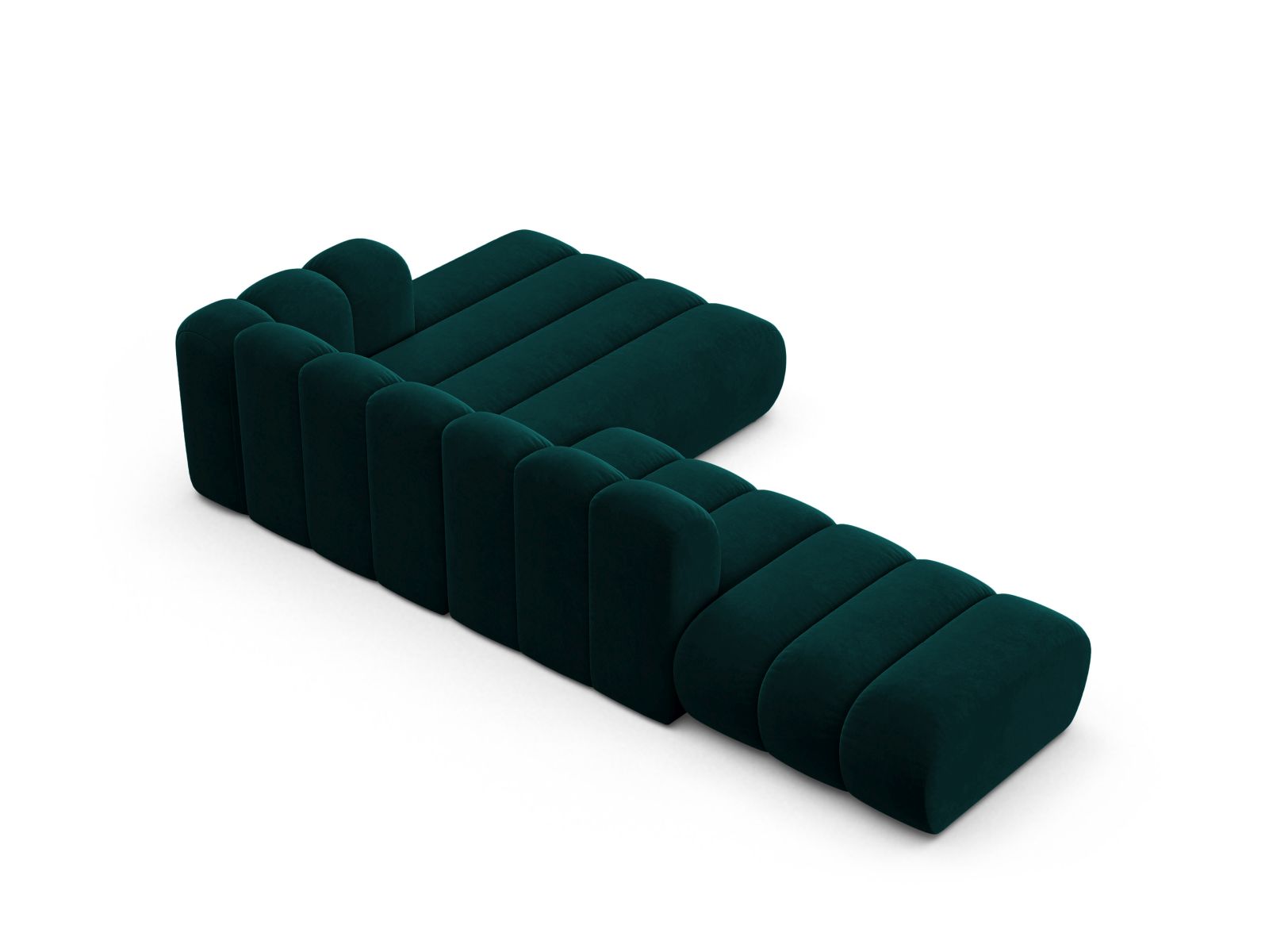 Velvet Modular Right Open Corner Sofa, "Lupine", 5 Seats, 299x177x70
