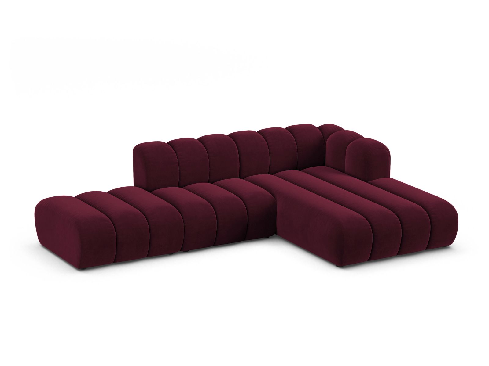 Velvet Modular Right Open Corner Sofa, "Lupine", 5 Seats, 299x177x70