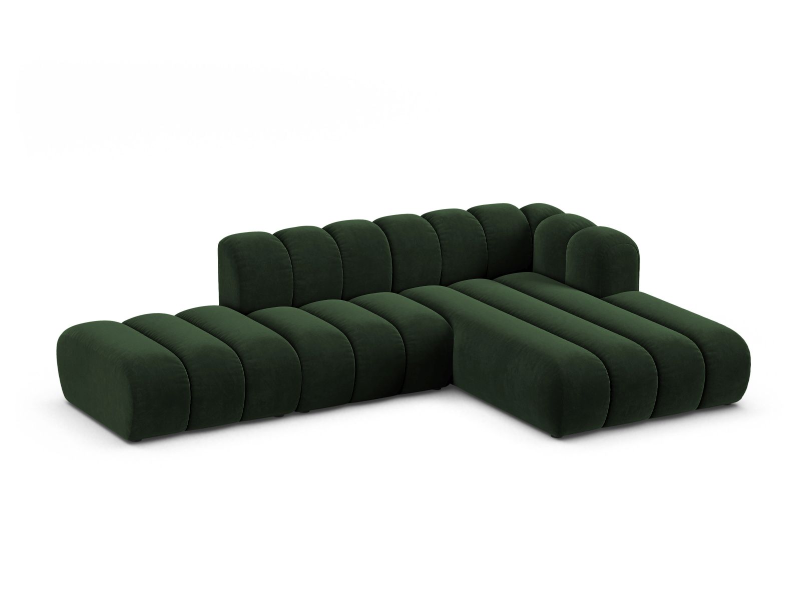 Velvet Modular Right Open Corner Sofa, "Lupine", 5 Seats, 299x177x70