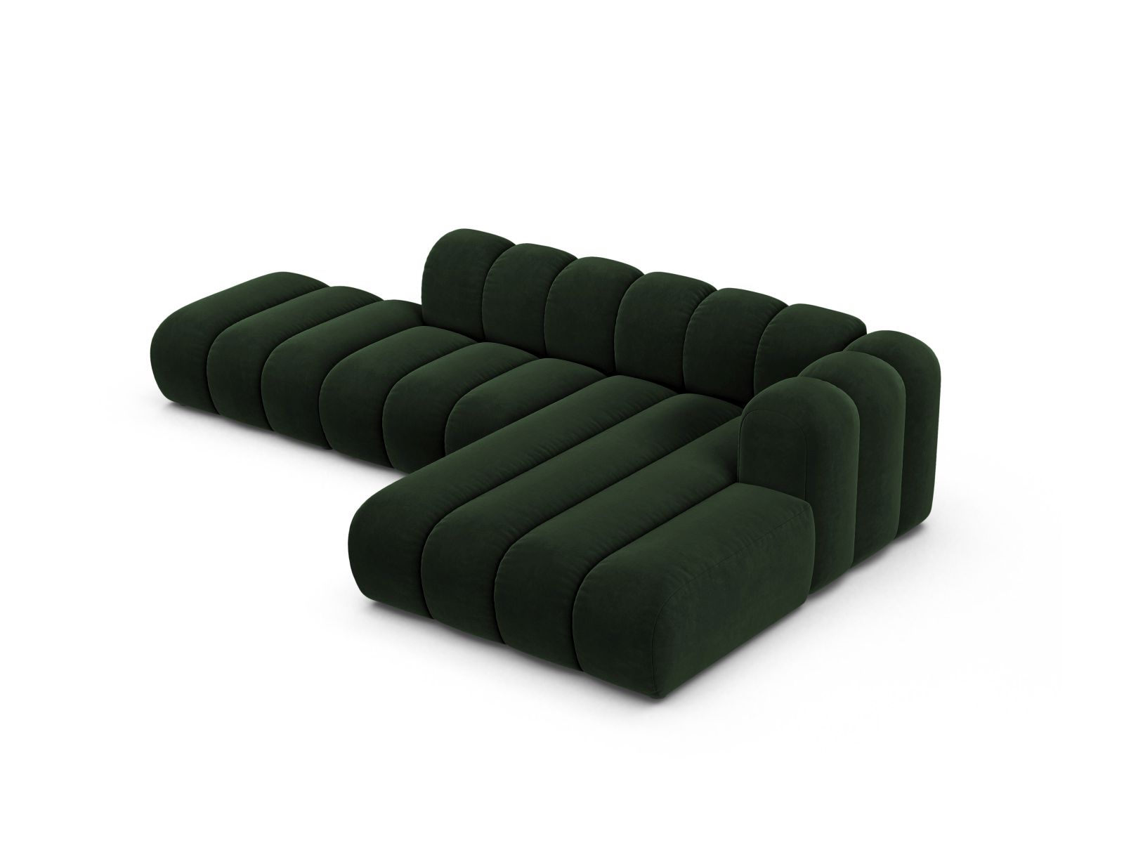 Velvet Modular Right Open Corner Sofa, "Lupine", 5 Seats, 299x177x70
