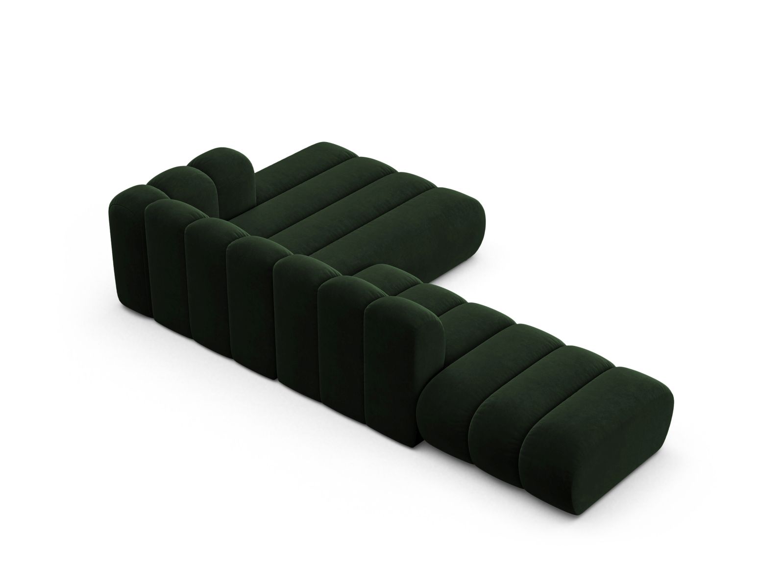 Velvet Modular Right Open Corner Sofa, "Lupine", 5 Seats, 299x177x70