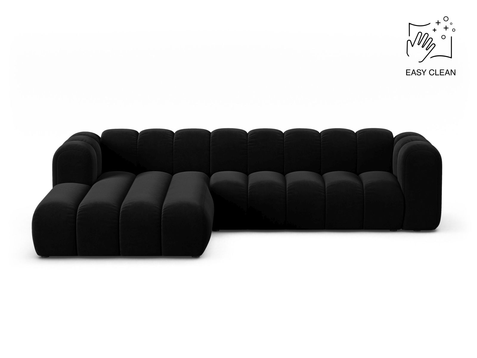 Velvet Modular Left Corner Sofa, "Lupine", 4 Seats, 290x177x70