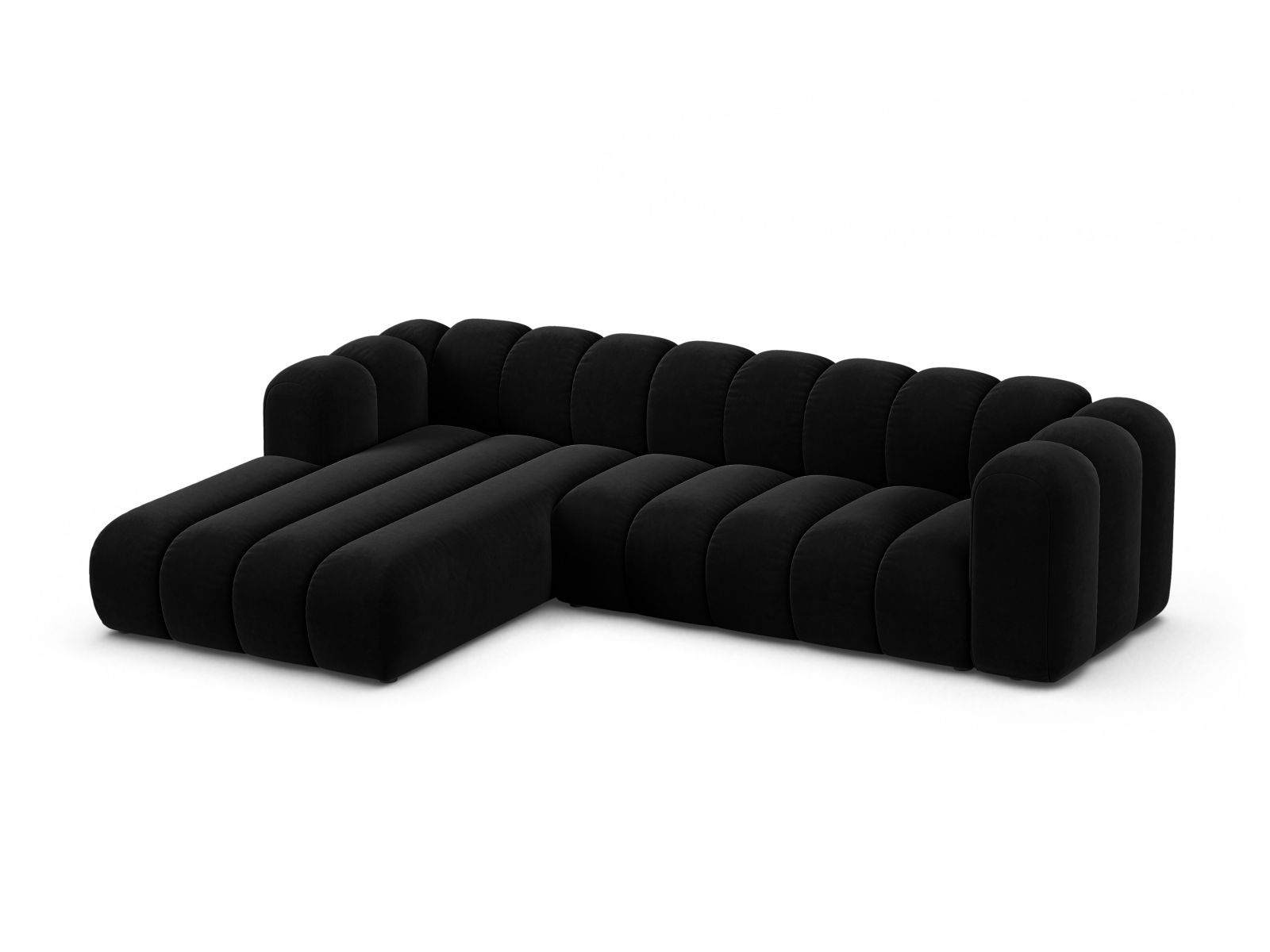 Velvet Modular Left Corner Sofa, "Lupine", 4 Seats, 290x177x70