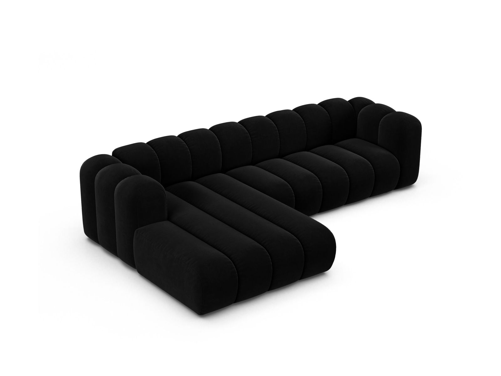 Velvet Modular Left Corner Sofa, "Lupine", 4 Seats, 290x177x70