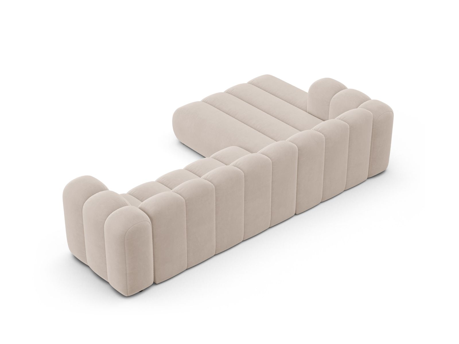 Velvet Modular Left Corner Sofa, "Lupine", 4 Seats, 290x177x70