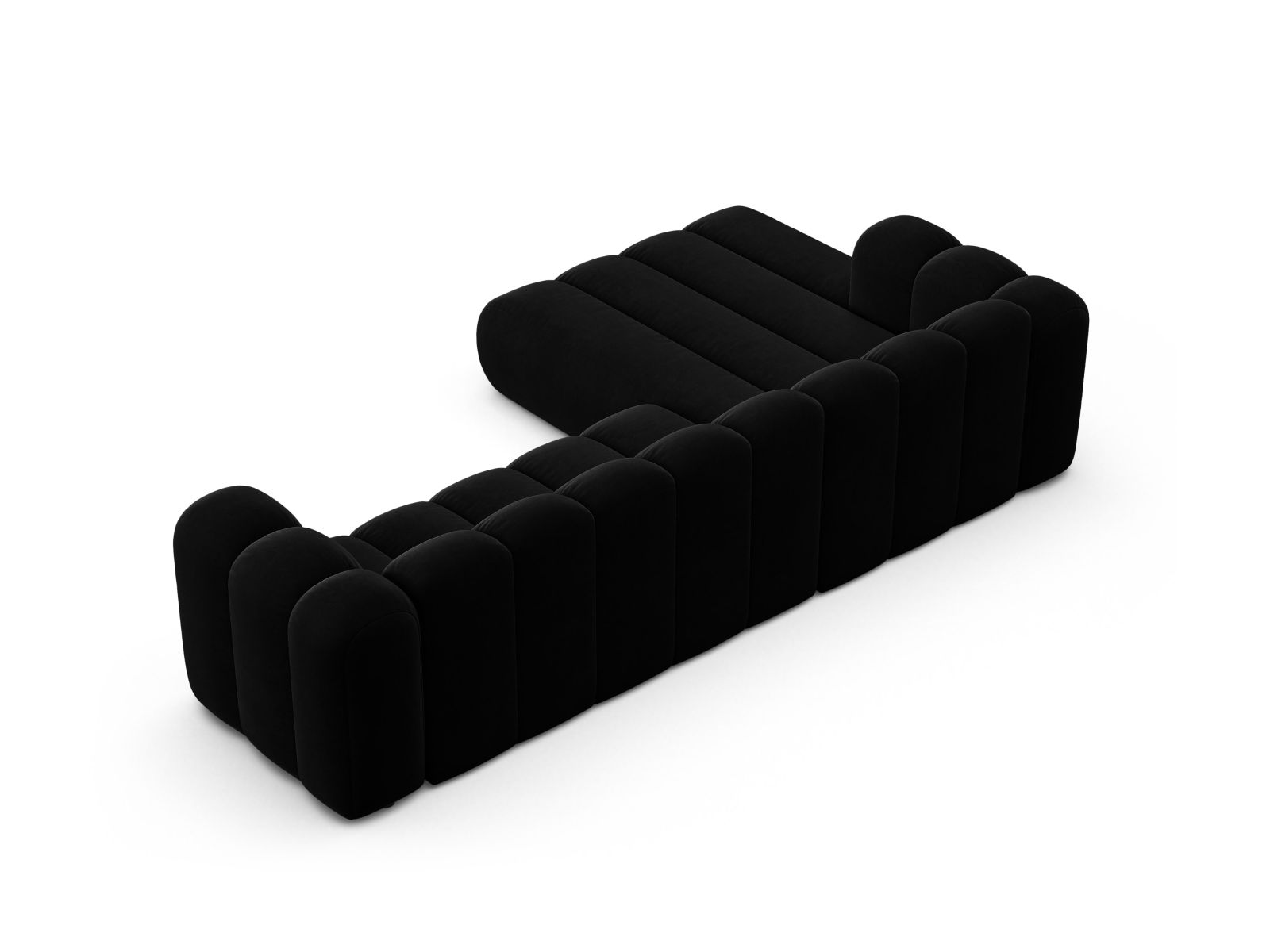 Velvet Modular Left Corner Sofa, "Lupine", 4 Seats, 290x177x70