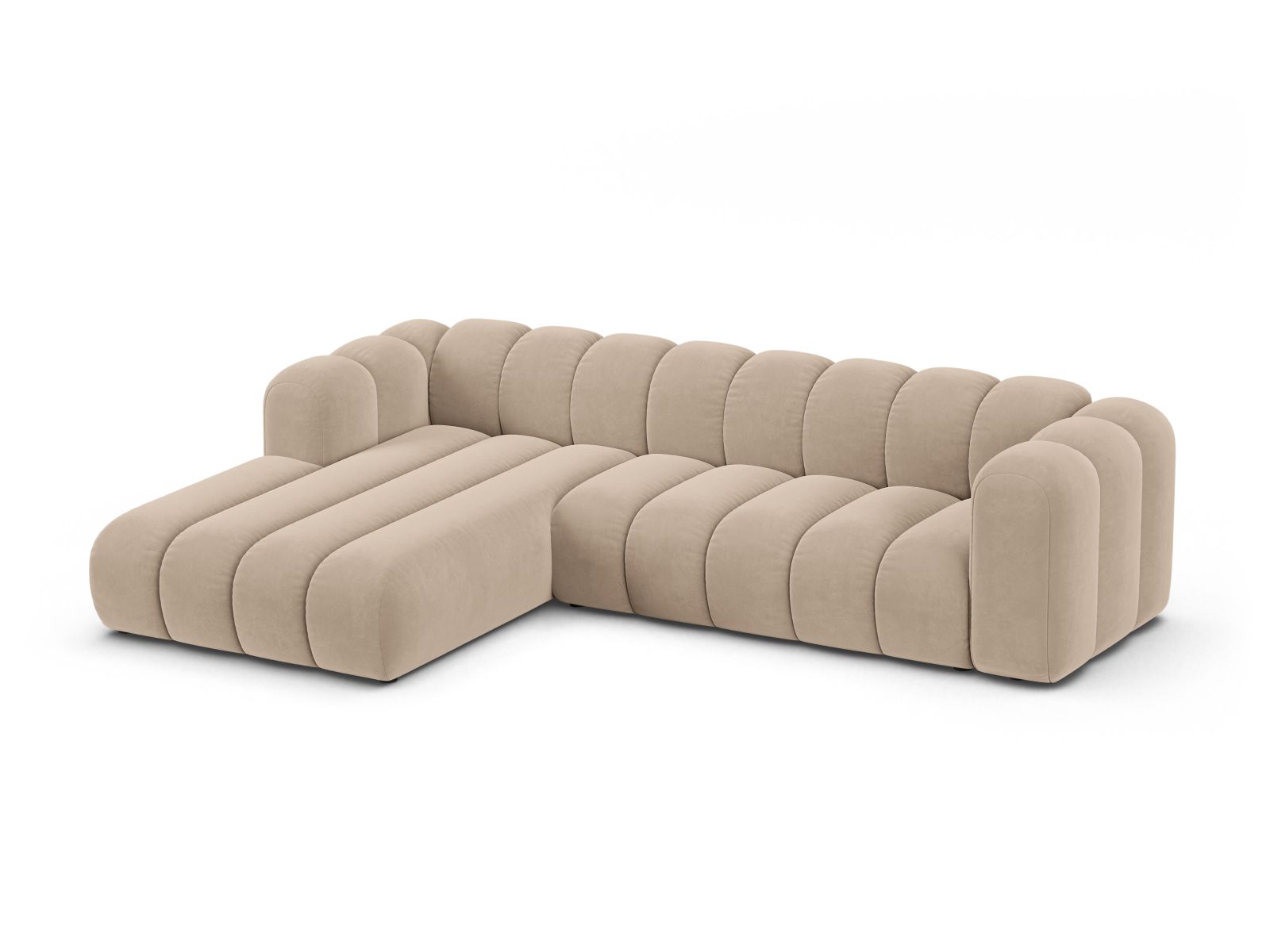 Velvet Modular Left Corner Sofa, "Lupine", 4 Seats, 290x177x70