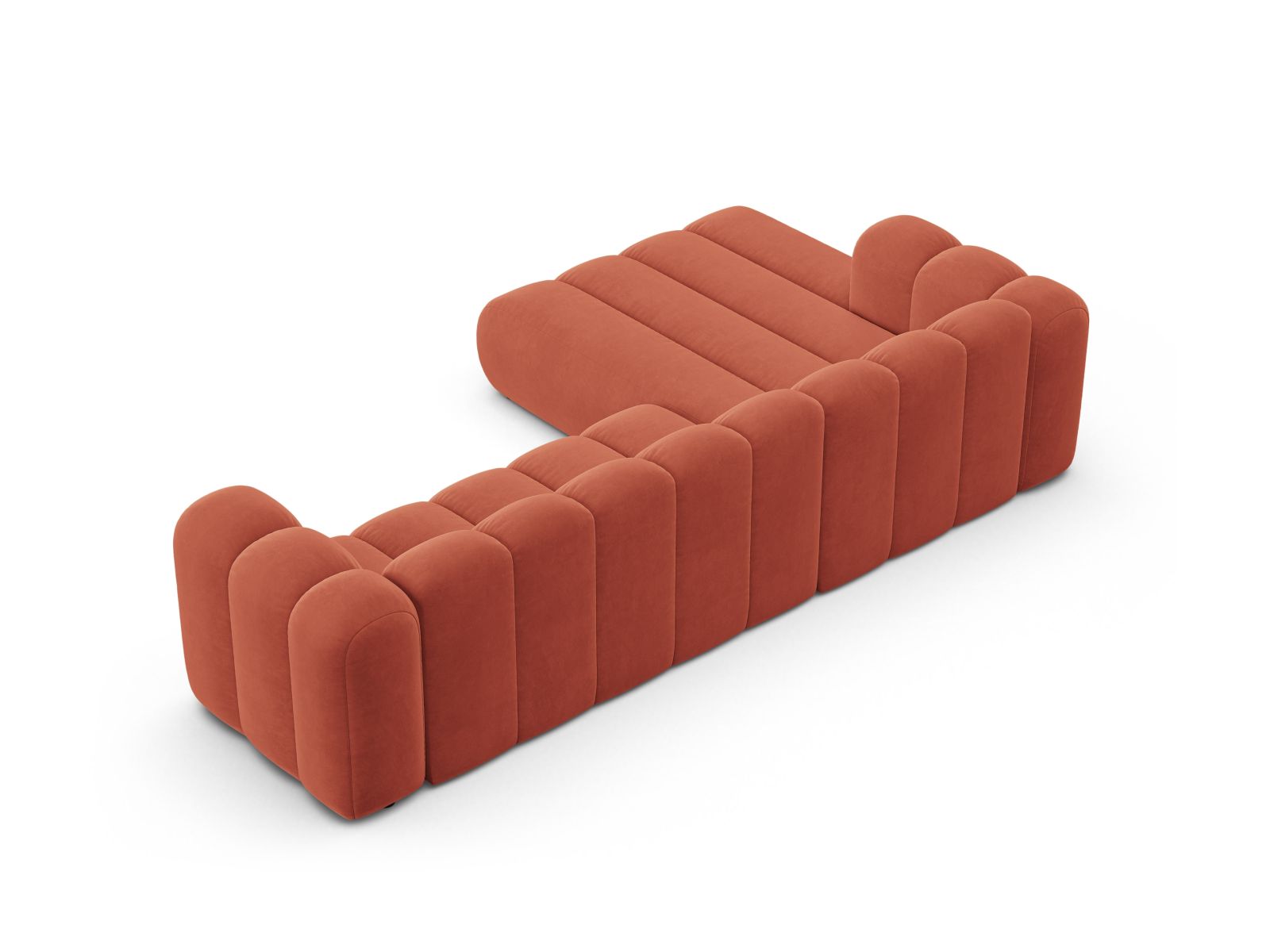 Velvet Modular Left Corner Sofa, "Lupine", 4 Seats, 290x177x70