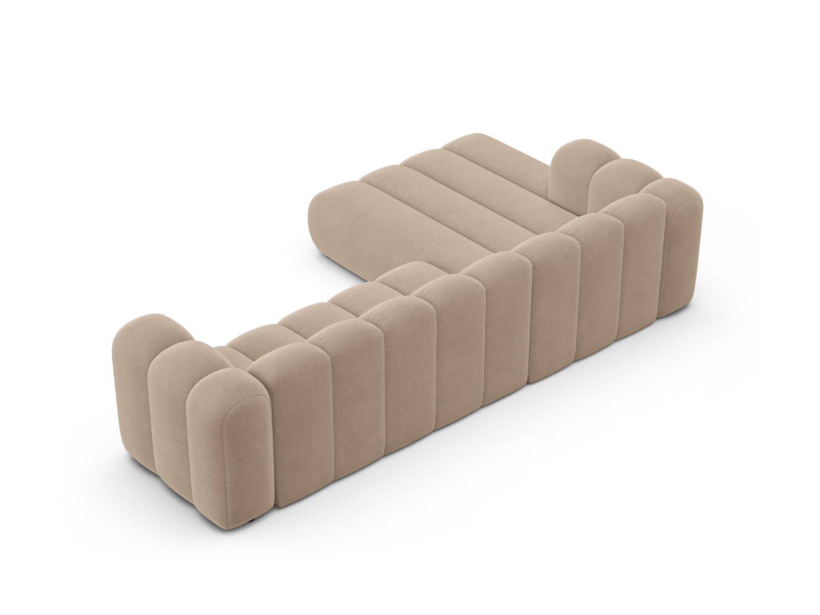 Velvet Modular Left Corner Sofa, "Lupine", 4 Seats, 290x177x70